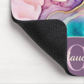 Elegante Monogramm-Marmor-Flüssigtinte Mousepad (Ecke)