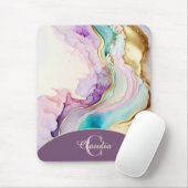 Elegante Monogramm-Marmor-Flüssigtinte Mousepad (Mit Mouse)