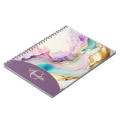 Elegante Monogramm-Marmor-Flüssigtinte Notizblock (Linke Seite)