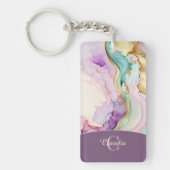 Elegante Monogramm-Marmor-Flüssigtinte Schlüsselanhänger (Vorderseite)