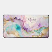 Elegante Monogramm-Marmor-Flüssigtinte Schreibtischunterlage (Vorderseite)