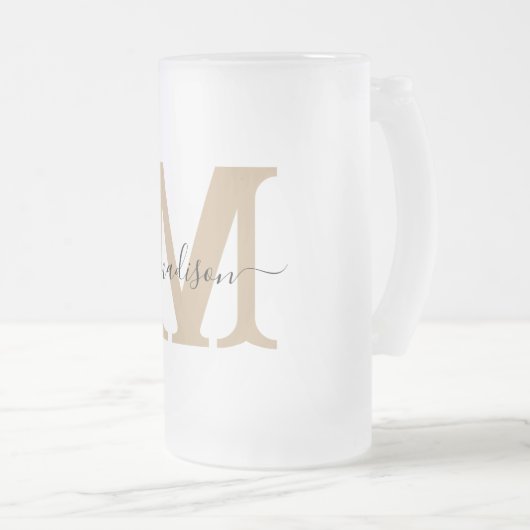 Elegante Monogramm Mattierte Bier-Tasse Mattglas Bierglas (VorderseiteRechts)