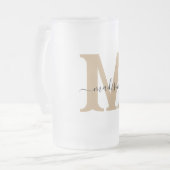 Elegante Monogramm Mattierte Bier-Tasse Mattglas Bierglas (Vorderseite Links)