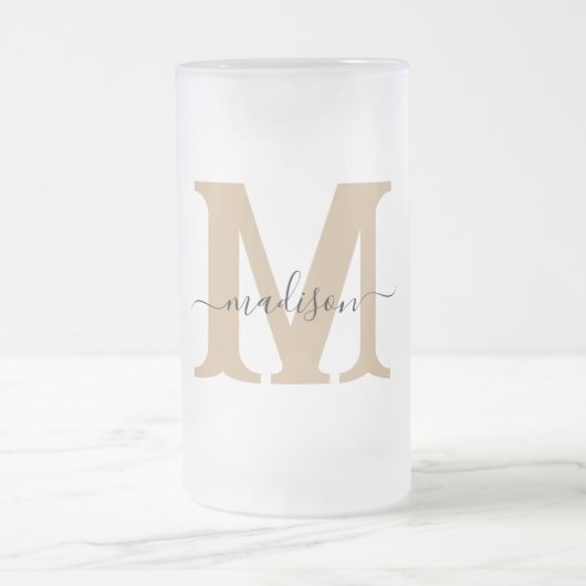 Elegante Monogramm Mattierte Bier-Tasse Mattglas Bierglas (Mittel)