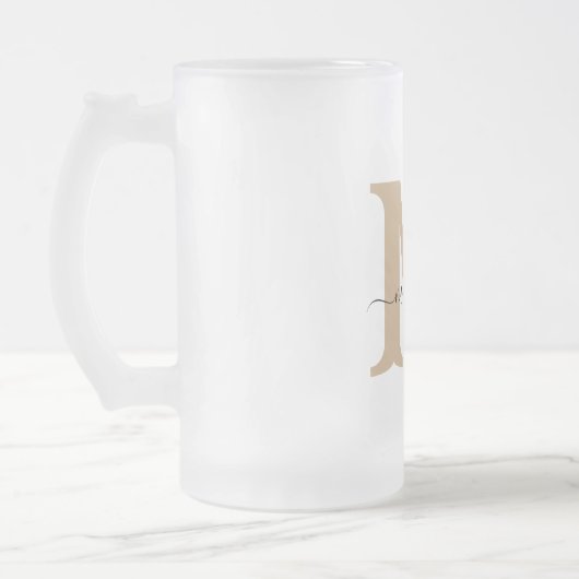Elegante Monogramm Mattierte Bier-Tasse Mattglas Bierglas (Links)
