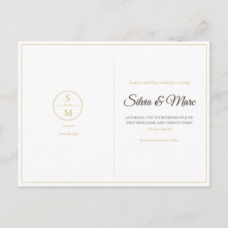 Elegante Monogramm-Minimal-Hochzeit Save the Date Ankündigungspostkarte