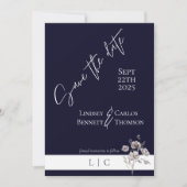 Elegante monogramm-Minimalistische Dunkelmarinenka Save The Date (Vorderseite)