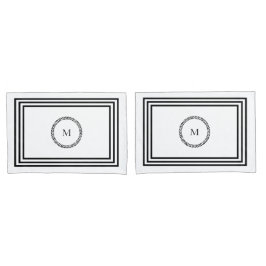 Elegante Monogramm Minimalistische Schwarz-Rahmen- Kissenbezug