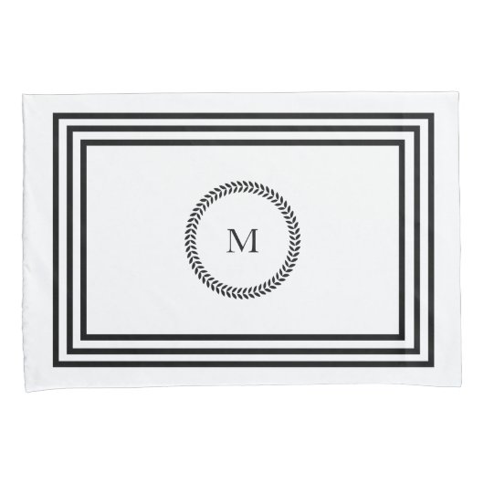 Elegante Monogramm Minimalistische Schwarz-Rahmen- Kissenbezug (Vorderseite-Rechts)
