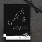 Elegante monogramm minimalistische schwarze Kallig Save The Date