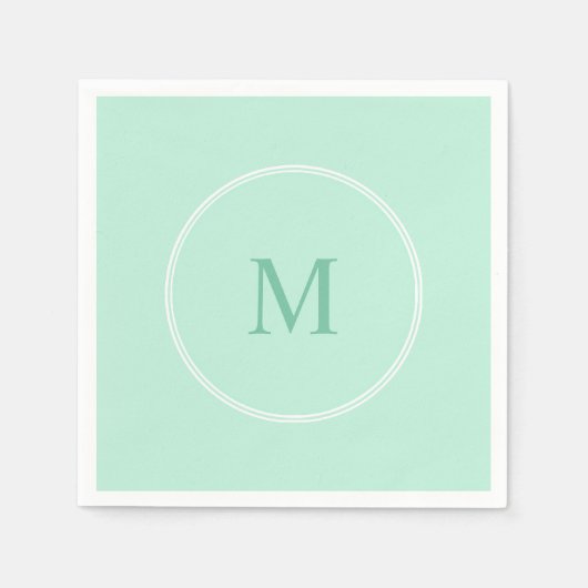 Elegante Monogramm-Mintgrün-Vorlage Modern Serviette (Vorderseite)