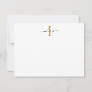 Elegante Monogramm Moderne Schrift Gold Grau Mitteilungskarte