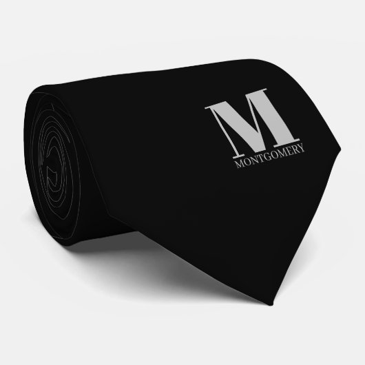 Elegante Monogramm + Name Hochzeitsschlips Krawatte (Gerollt)