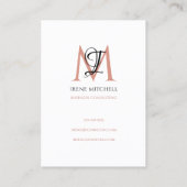 Elegante Monogramm Name Schwarz-weiße Rose Gold Visitenkarte (Rückseite)