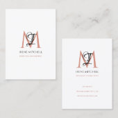 Elegante Monogramm Name Schwarz-weiße Rose Gold Visitenkarte (Vorne/Hinten)