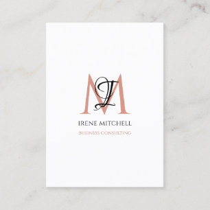 Elegante Monogramm Name Schwarz-weiße Rose Gold Visitenkarte