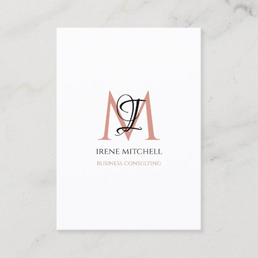 Elegante Monogramm Name Schwarz-weiße Rose Gold Visitenkarte (Vorderseite)