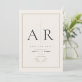 Elegante Monogramm-Name-Skript-Hochzeit Save The Date (Stehend Vorderseite)