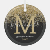 Elegante Monogramm Name Weihnachtsglas Ornament (Vorderseite)