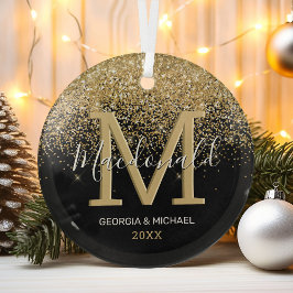 Elegante Monogramm Name Weihnachtsglas Ornament