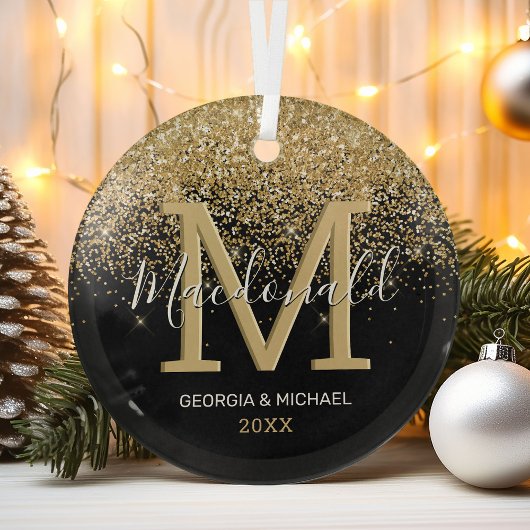 Elegante Monogramm Name Weihnachtsglas Ornament
