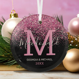 Elegante Monogramm Name Weihnachtsglas Ornament Aus Glas