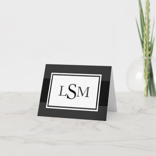 Elegante Monogramm-Notecards in Schwarz und Weiß (Vorderseite)