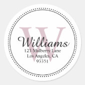 Elegante Monogramm Rosa Rücksendeadresse Runder Aufkleber (Vorderseite)