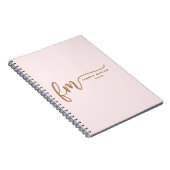 Elegante Monogramm Rosa und Goldschrift Notizblock (Rechte Seite)