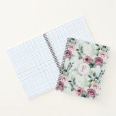 Elegante Monogramm Rosen Vintag Notizblock (Innenseite)