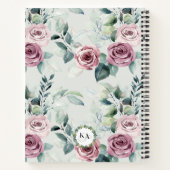 Elegante Monogramm Rosen Vintag Notizblock (Rückseite)