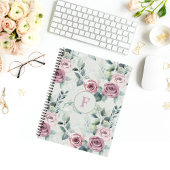 Elegante Monogramm Rosen Vintag Notizblock