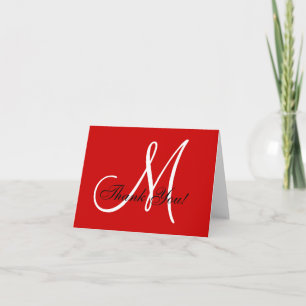 Elegante Monogramm-Rot-Dankeskarten Dankeskarte
