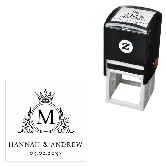 Elegante, Monogramm, Royal, Crown, Hochzeit von Lo Permastempel (Beispiel)