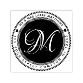 Elegante Monogramm-Rücksendeadresse mit Herz Permastempel (Design)