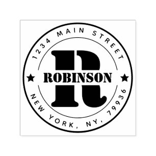 Elegante Monogramm-Rücksendeadresse Permastempel