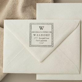 Elegante Monogramm-Rücksendeadresse Permastempel