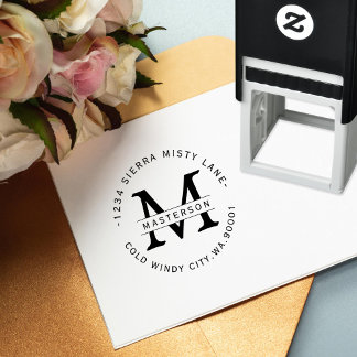 Elegante monogramm-Rücksendeadresse Permastempel