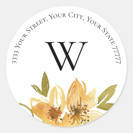 Elegante Monogramm-Rücksendeadresse Runder Aufkleber (Vorderseite)