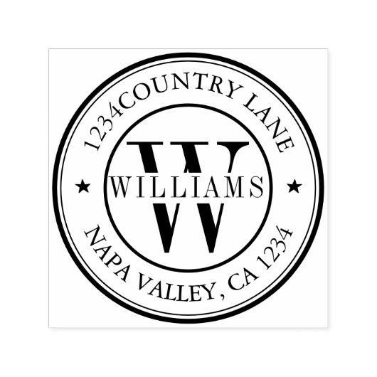 Elegante Monogramm-Rücksendeadresse Selbstfarbe Permastempel (Design)