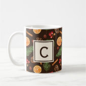 Elegante Monogramm rustikale Herbst Winter botanis Kaffeetasse (Links)