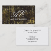 Elegante Monogramm-Schrift Gold Grunge Visitenkarte (Vorne/Hinten)