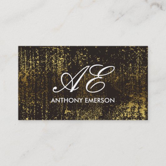 Elegante Monogramm-Schrift Gold Grunge Visitenkarte (Vorderseite)