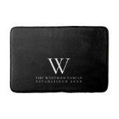 Elegante Monogramm Schwarz Badematte (Vorderseite)