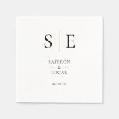 Elegante Monogramm Schwarz-Gold-Hochzeit Serviette (Vorderseite)