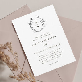 Elegante Monogramm Schwarz-Weiß-Feierliche Hochzei Einladung