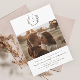 Elegante Monogramm Schwarz-Weiß-Feierliche Hochzei Einladung