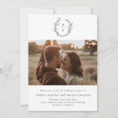 Elegante Monogramm Schwarz-Weiß-Feierliche Hochzei Einladung (Vorderseite)