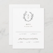 Elegante Monogramm Schwarz-Weiß-Feierliche Hochzei RSVP Karte (Vorne/Hinten)
