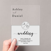 Elegante Monogramm Schwarz-Weiß-Grau-Chic Hochzeit Acryleinladungen (Insitu (Handheld))